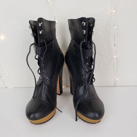 Pierre Hardy Shoes - Pierre Hardy x Gap Lace Heeled Platform Bootie 38